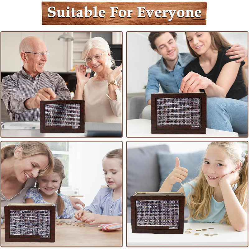 1000/2000/3000/5000/1000ユーロお金箱木製子豚銀行金庫貯金箱チャレンジ現金貯金箱