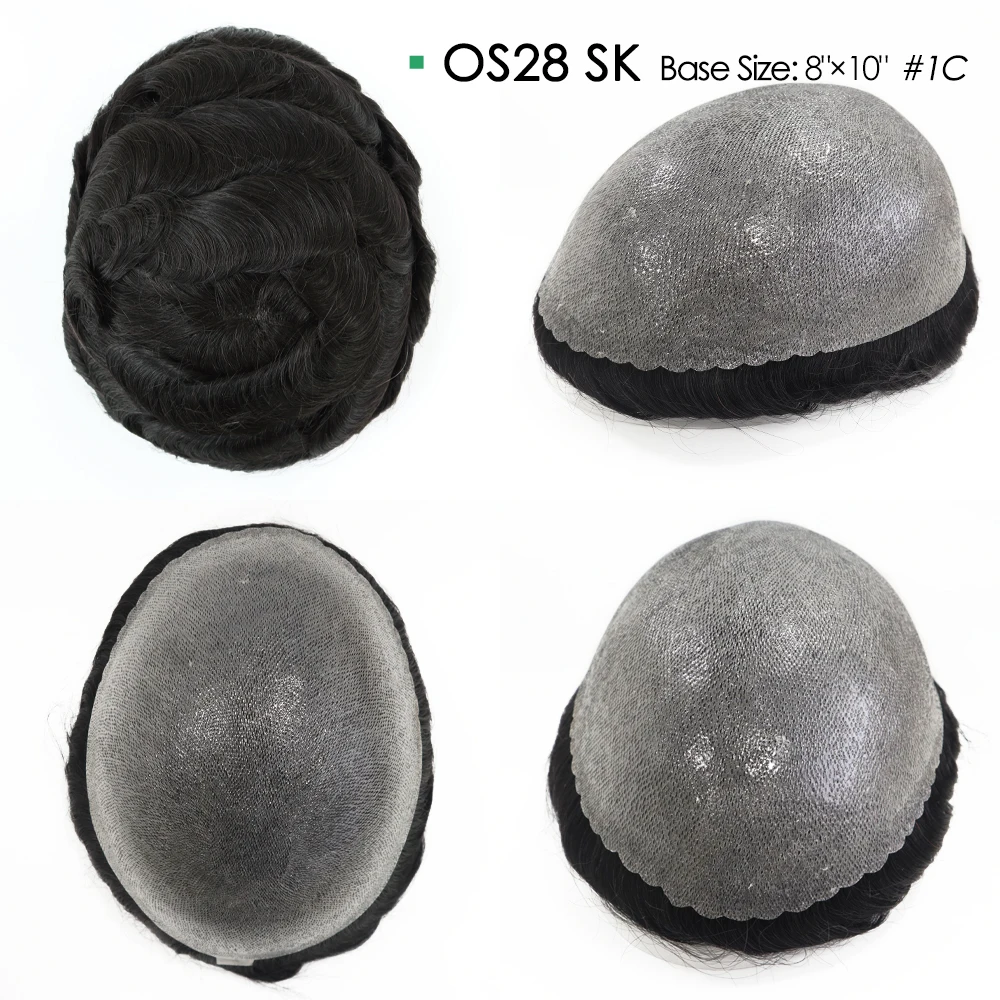 ขาย Mono ลูกไม้และ PU Mens Toupee ขนาดและฐานวิกผมสําหรับชายผมอินเดียผู้ชาย Capillary Prothesis Toupee