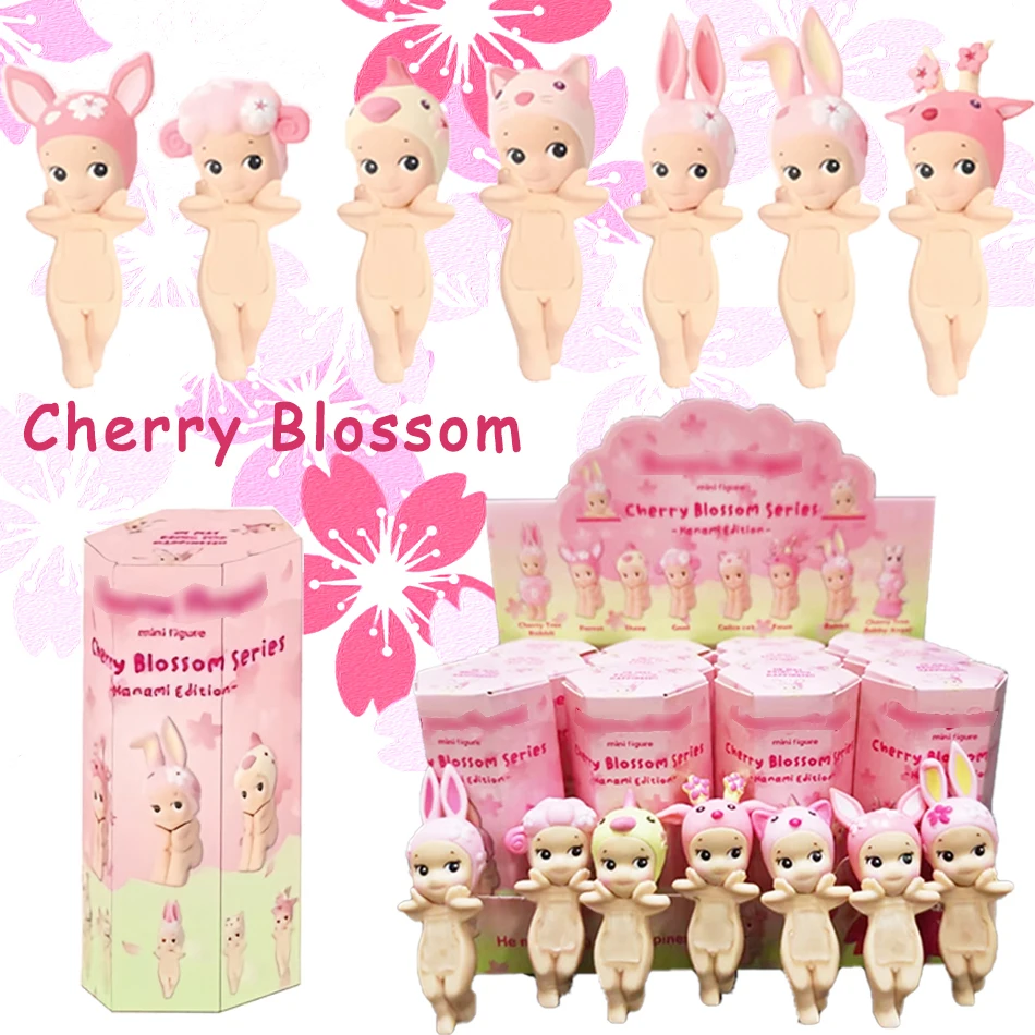 1-24 pçs série flor de cerejeira hippers caixa cega mini figura colecionável telefone decoração mesa presente de natal caixa mistério