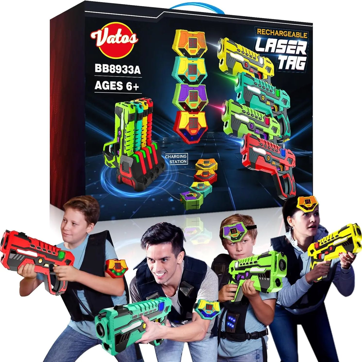 VATOS Laser Tag Battle Game Gun Set Elektrische Infrarot-Spielzeugpistolen Kinder Infrarot-Laserpistole X4 Jungen Kinder Indoor Outdoor-Spiele