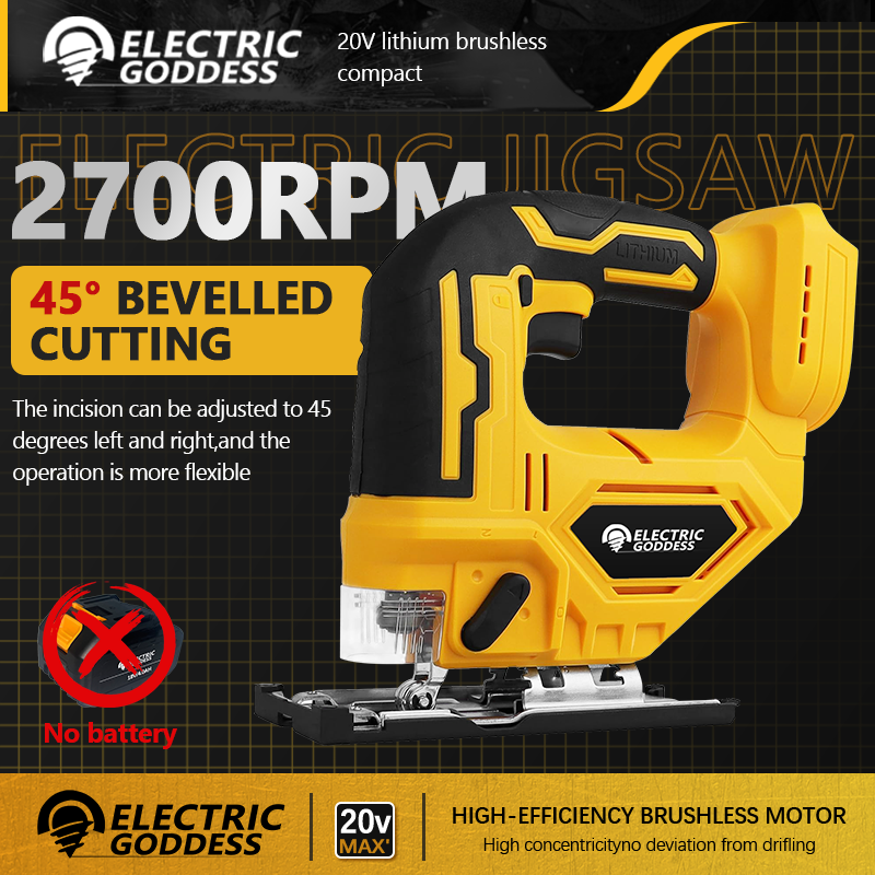 Deusa elétrica 2700rpm serra de gabarito elétrica sem fio 3 engrenagens multi-função ajustável ferramenta para trabalhar madeira para dewalt 20v