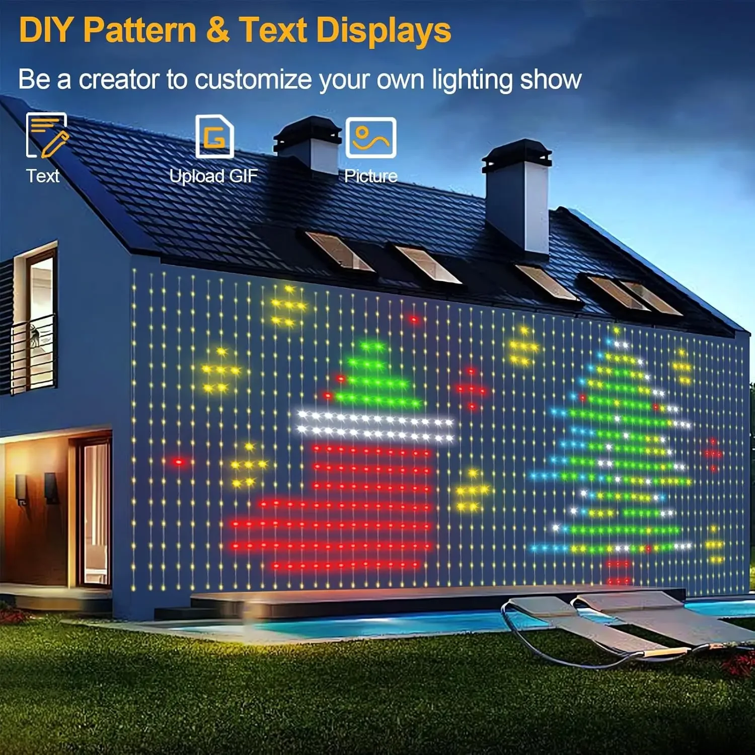 Luces de cortina inteligentes, 400 luces de hadas de cortina LED con aplicación de sincronización de música luces de cortina programables DIY para el día de San Valentín interior