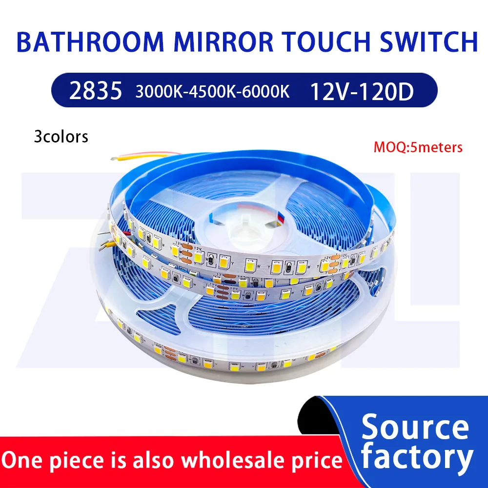 5 m12vsmart mirror LED Strip Light luminosità CCT dimmerabile 120Ds/m SMD2835 Smart bagno cabinet LED Strip light controller