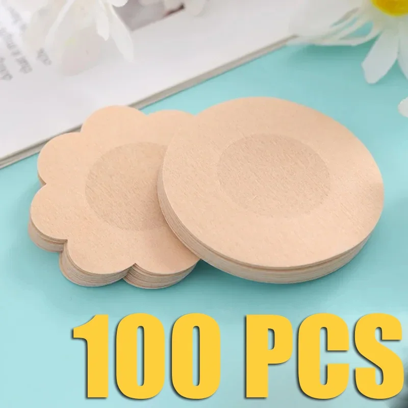 100PC tela cubierta de pezón tetina ocultar mujeres desechable pezones empanadas pieza pétalos de pecho sujetador Invisible acolchado pecho pegatina parche