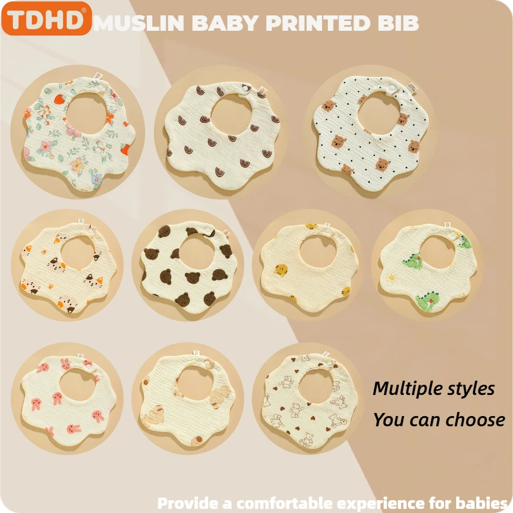 Tdhd 3 pçs algodão gaze babadores de alimentação do bebê verão pétala macia bebê impresso babando toalha recém-nascido da criança do bebê burp pano crianças