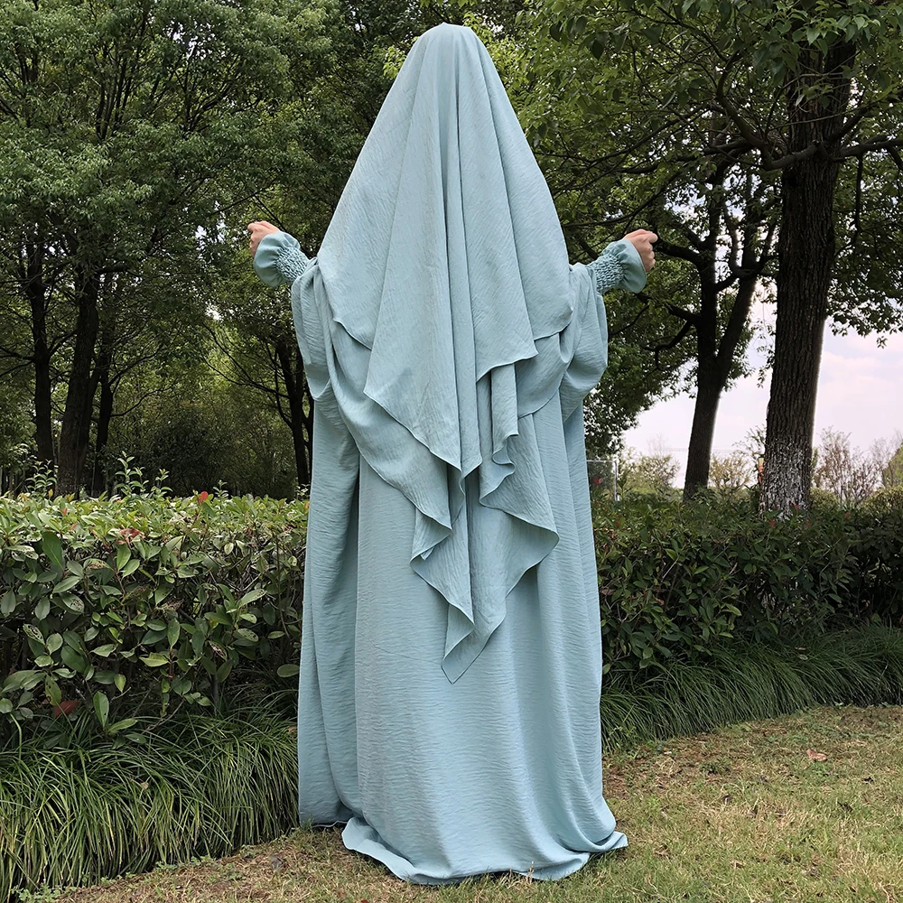 Abaya de mariposa con Khimar, crepé de alta calidad, Jazz, ropa islámica musulmana para mujer, Hijab Jilbab, vestido de oración, capas combinadas, Khimar