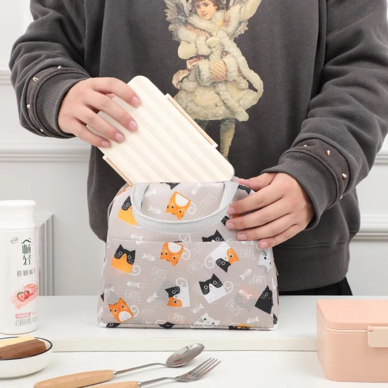 Borsa Bento portatile Borsa per il pranzo in stile cartone animato Borsa isolata Borsa per il pranzo di grande capacità Borsa per il pranzo per impiegati