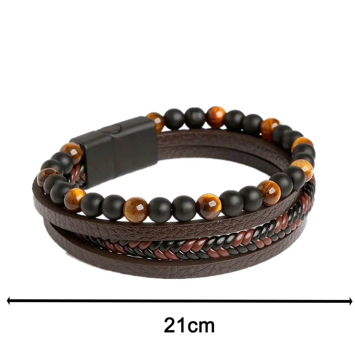 Pulsera de cuero trenzado hecha a mano, brazalete con cuentas de ojo de tigre, pulsera Punk característica, 4 estilos