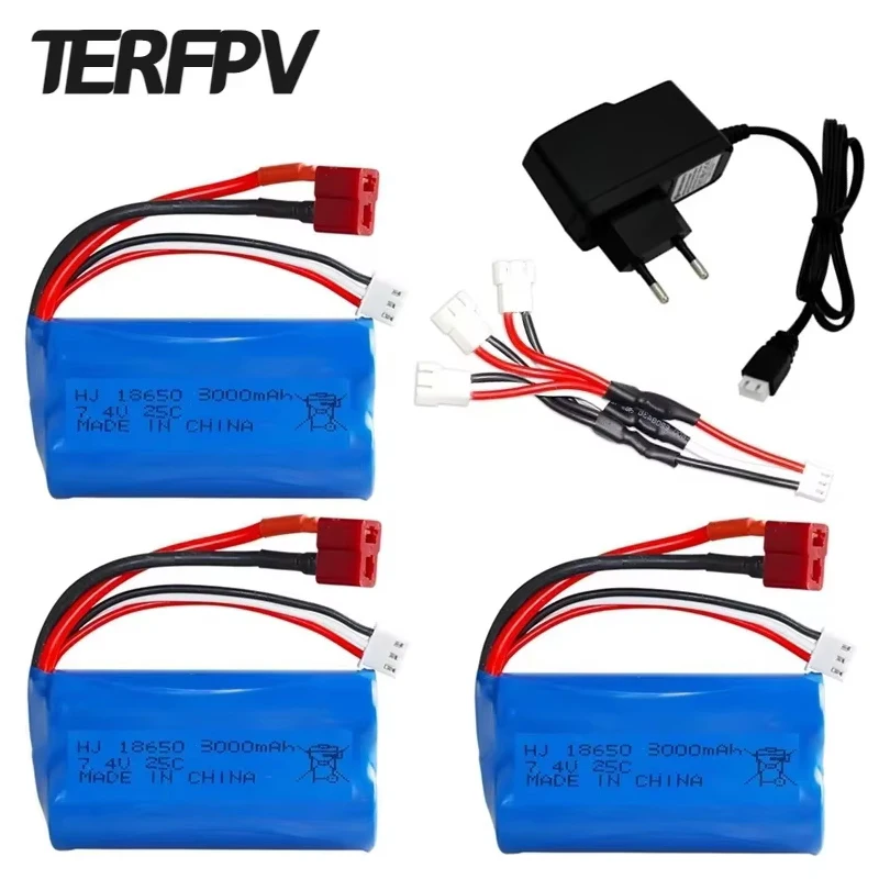 7.4V 3000mAh 18650 Li-ion Battery for Wltoys 10428 /12428/12423 RC Car Parts 2S 7.4V battery For Wltoys 144001 124017 124019