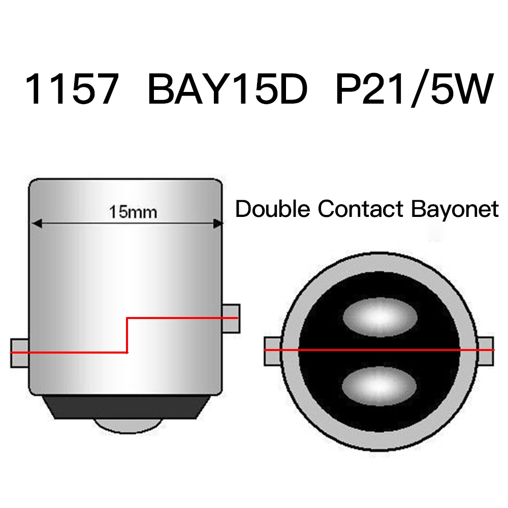 2x P21/5W Led 1157 lumière de voiture BAY15D 1156 P21W Ba15S BAU15S PY21W ampoule 9SMD Auto universelle clignotant inverse lampe frein DRL