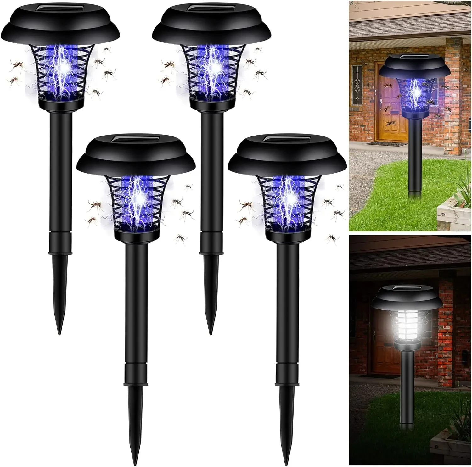 Mata mosquitos Solar con 2 modos de luz, luz Led impermeable para exteriores, lámpara trampa para mosquitos para jardín, césped y Camping