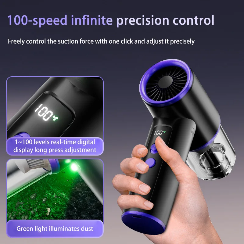 Xiaomi 20Kpa Car Vacuum Cleaner 100 Gears Infinitely Variable Speed High Power Wireless Multifunctional Handheld Vacuum Cleaner