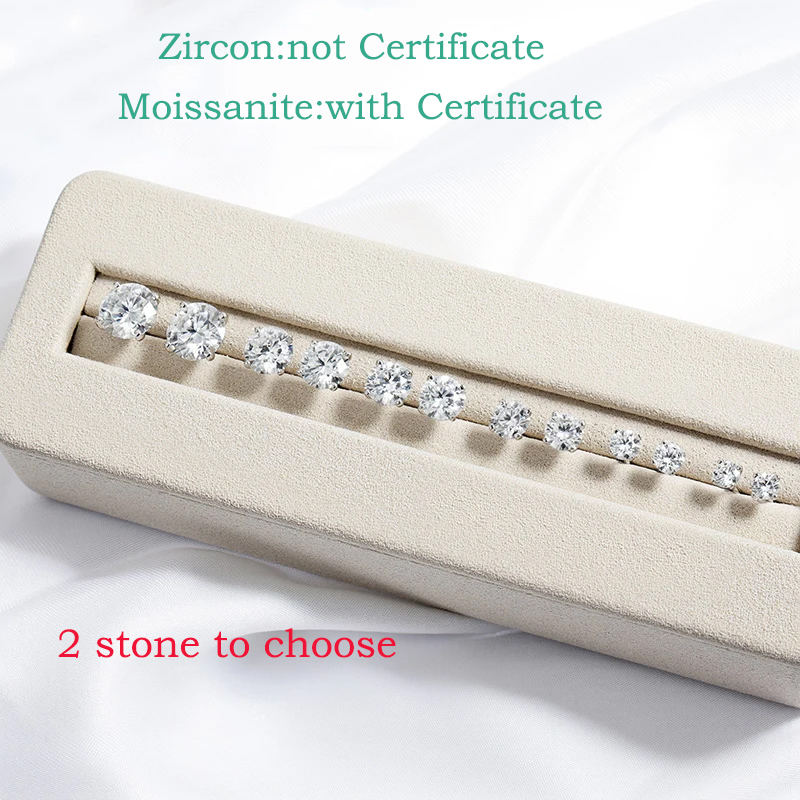 Smyoue Jeweils 0,2–2 Karat zertifizierte Moissanit-Ohrstecker für Damen, 4 Krallen, funkelnder Hochzeitsschmuck, Sterlingsilber S925