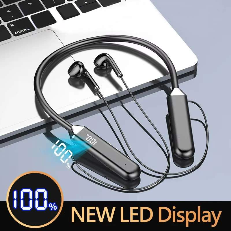 Nuovo Sport Neckband Auricolare Cuffia senza fili audífonos bluetooth inalámbrico Gaming Display a LED auricolari per xiaomi huawei