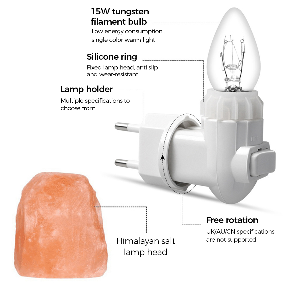 LED-Himalaya-Salz lampe mit direktem Plug-in-Warm licht Nachtlicht Crystal Rock Nachttisch lampe 360 Grad Rotation Kreative Dekor lampe