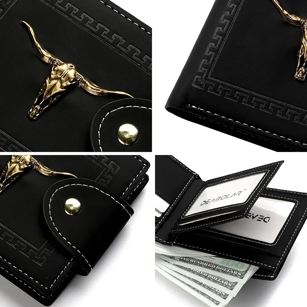 New Men's Wallet Short Multi-Function Multi-Card Slot Metal Bull Label Luxury Wallet Zipper Designer Small Slim Wallet