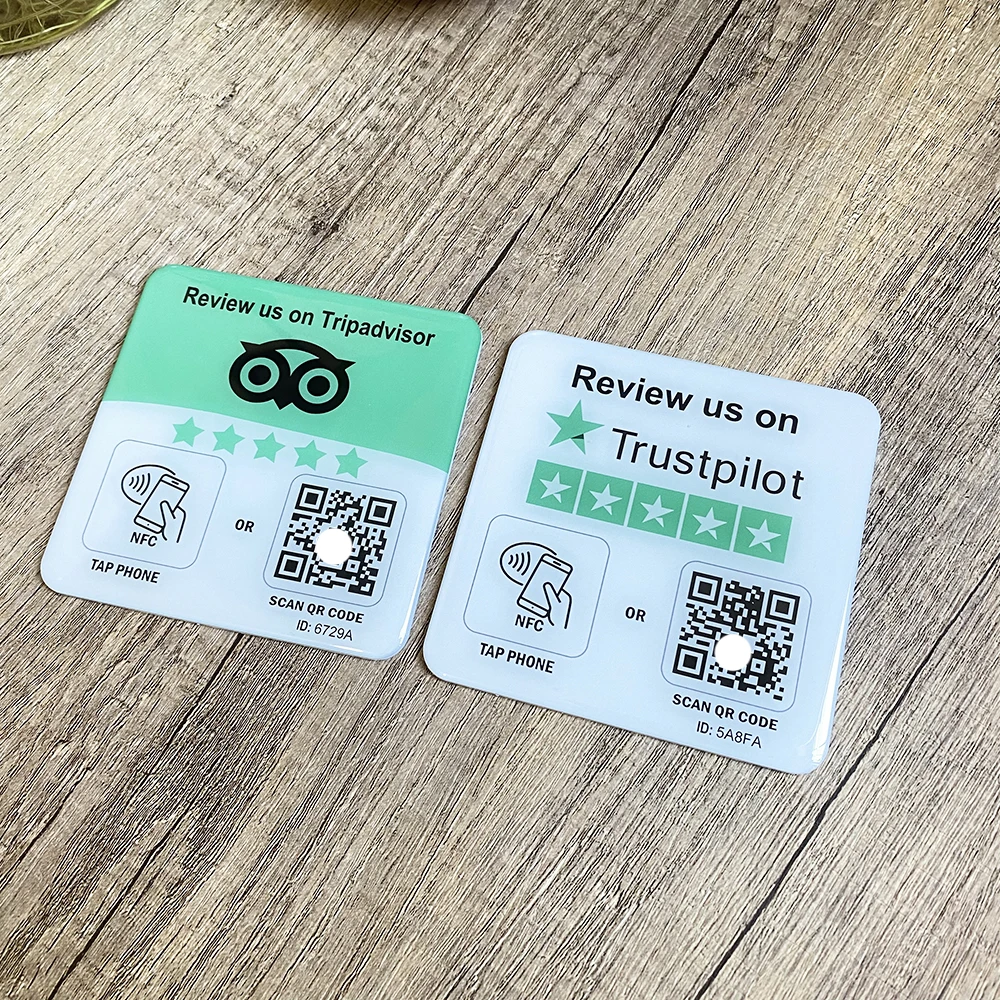 10cm QR Code and NFC Tap  Plate Google Review Plaque Instagram Facebook Tripadvisor Trustpilot Review
