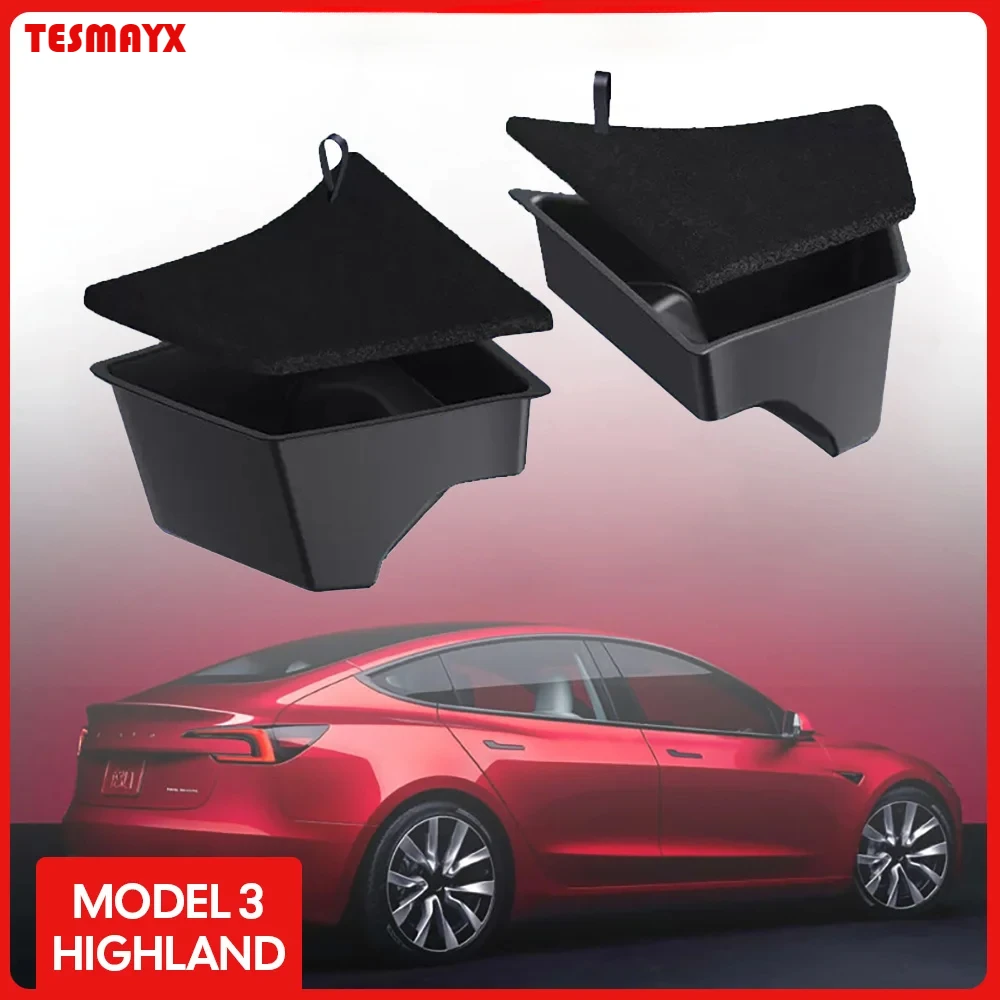 Dla Tesla Model 3 highland 2024 2025 Tylny schowek boczny bagażnika z pokrywą Organizer bagażnika Akcesoria do dekoracji przegród