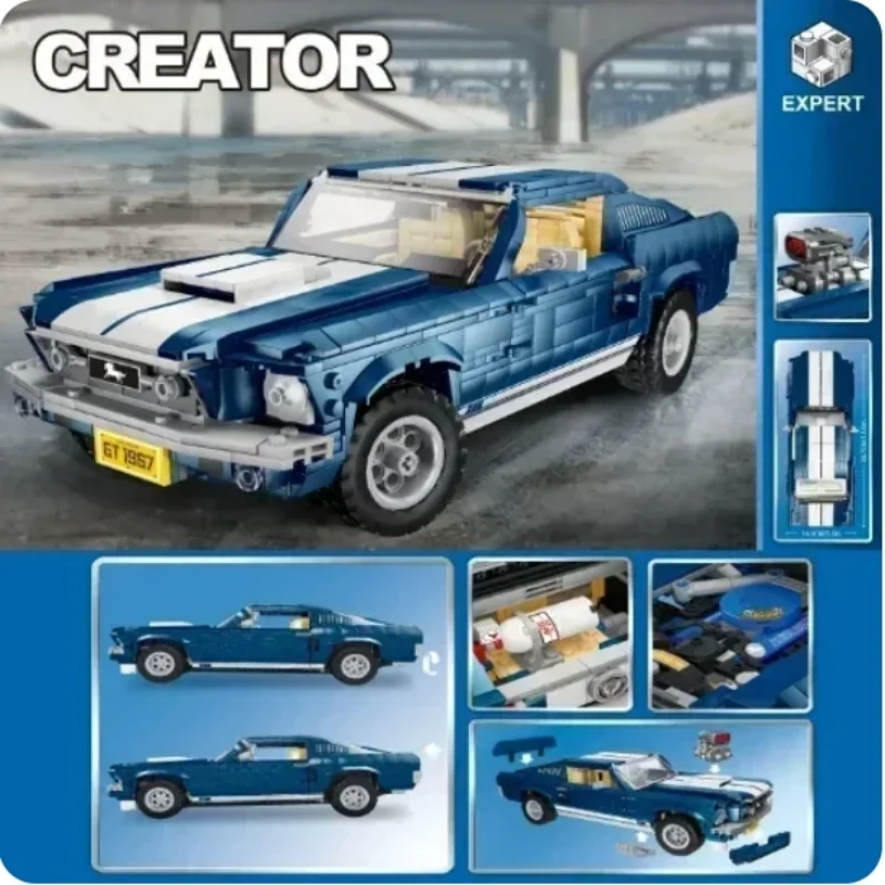 ใหม่ Ford Mustangs กีฬาแข่งรถใช้งานร่วมกับ Building Blocks อิฐ DIY ของเล่นสําหรับของขวัญเด็ก