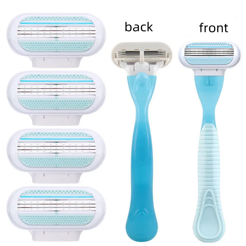 YS00063- Cuchillo de afeitar manual para mujer, raspador multifuncional para pelo de pierna privada, axila, 3 capas