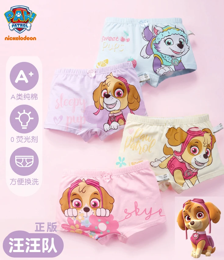 4 pezzi genuino Paw Patrol Skye ragazza bambini biancheria intima di cotone stampa mutandine bambini mutandine corte mutande slip per ragazze mutandine