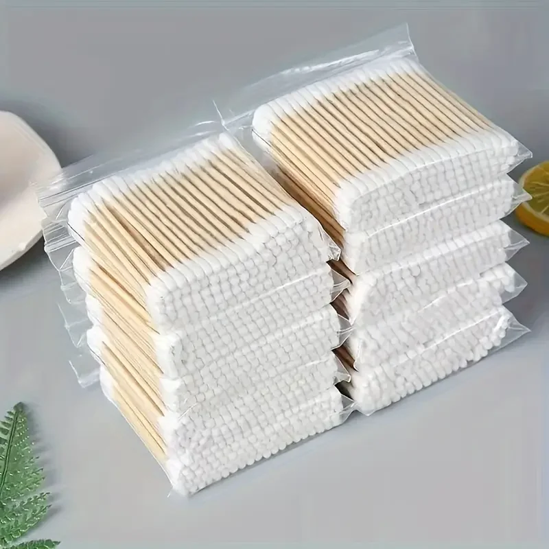 Tamponi di cotone a doppia estremità in bambù da 500 pezzi: delicati per orecchie e trucco, non profumati