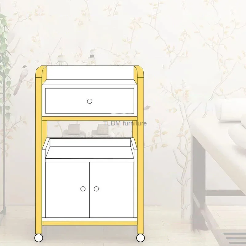 Carrello per attrezzi per salone di bellezza Carrelli per salone dorati di lusso leggeri Mobili per salone creativi Scaffale per camera Armadi di stoccaggio multistrato per la casa