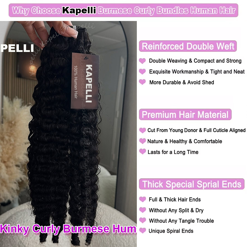 Birmese Krullend Bundels Echt haar Birmese Vietnamese Ruw Haar Bundels 1/3/4 st 100% Onverwerkte Dubbele Inslag Hair Extensions Weave