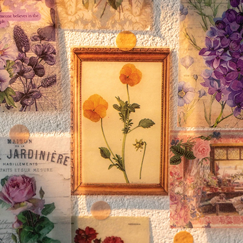 Mr. Paper, 50 Sheets/book,plant and Flower Themed Material Paper, Scrapbook, Diary, Decorative Wall Paintings,collage Card Paper