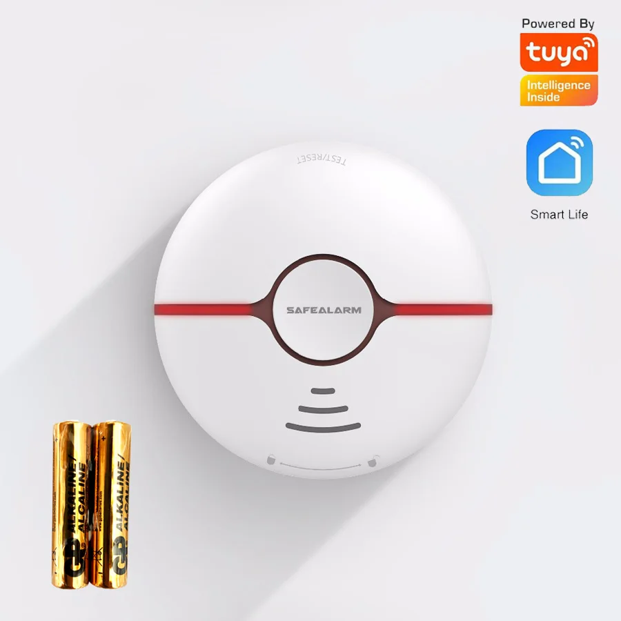 1Pcs 2,4G WIFI Rauchmelder Für Home Security Tuya Smart Leben APP Benachrichtigung Indoor 3V Batterie Decke drahtlose Rauch Sensor