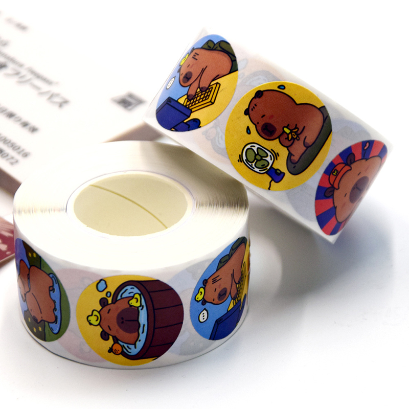 500 Pcs/roll Cartoon Capybara Animal Stickers Cute Reward Sticker Notebook Suitcase Laptop Stickers Decal