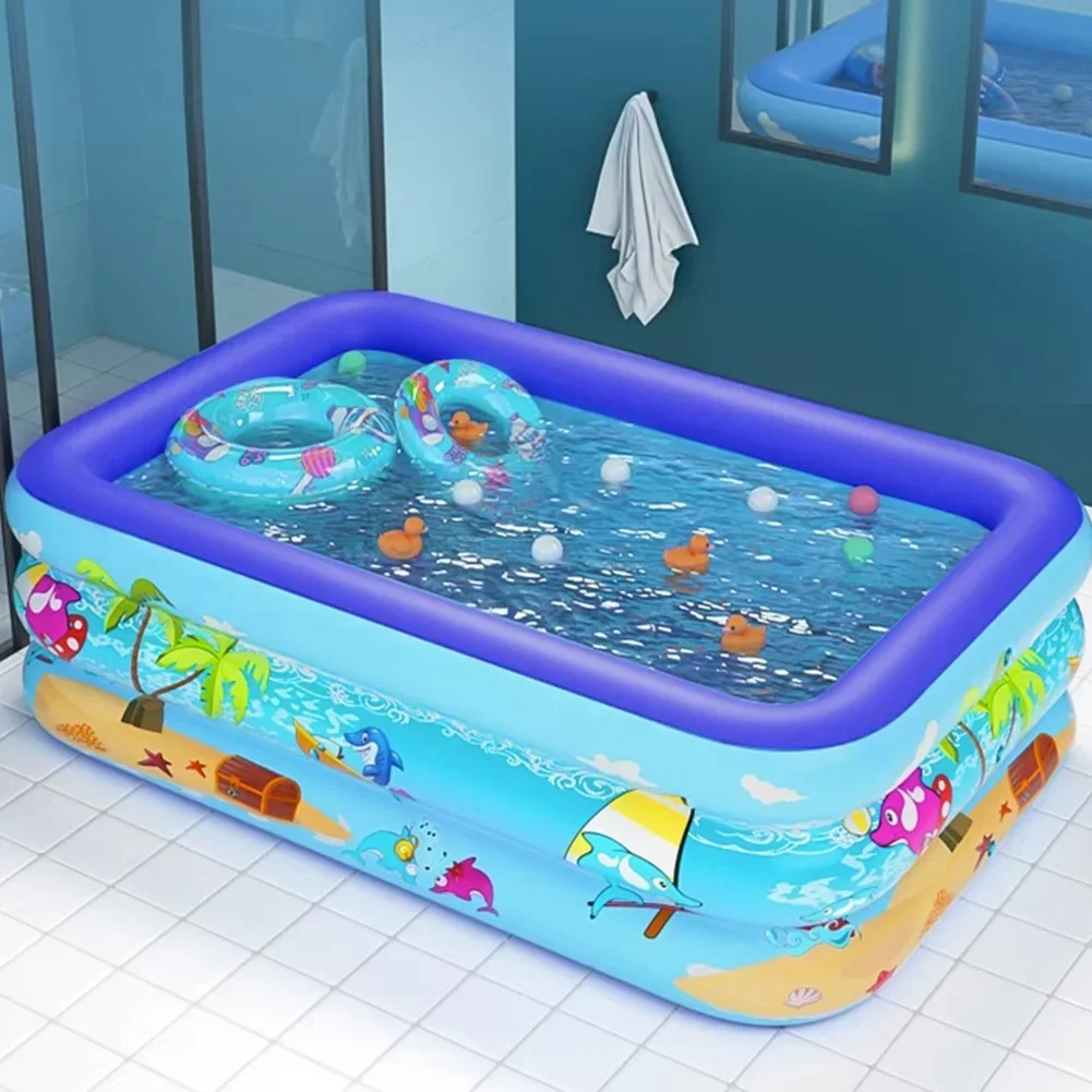Piscina inflable de 110-180CM para interiores y exteriores, piscina de PVC, piscina gruesa de dibujos animados para niños pequeños