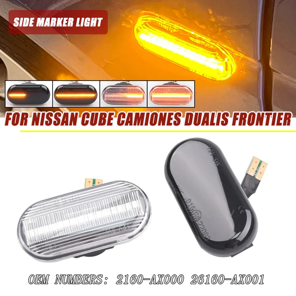 Luz LED de intermitente lateral dinámica para coche, para Nissan Cube Z11 Tiida C11 Note E11 NE11 Micra K12 NP300 Navara D40 Qashqai J10
