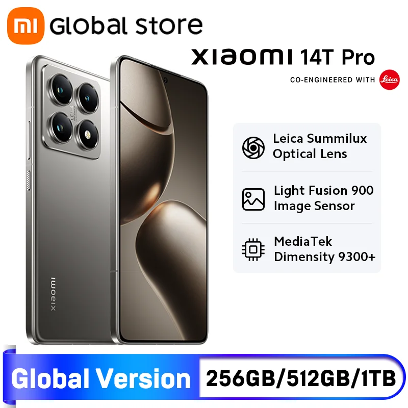 Versión Global Xiaomi 14T Pro 5G Smartphone AI Display 50MP Leica Cámara Dimensity 9300+ CPU 50W inalámbrico 12GB RAM