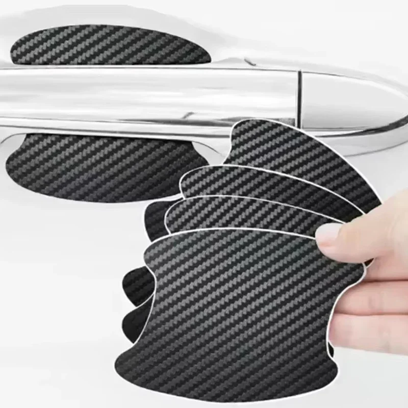 4Pcs/Set Car Styling Mouldings Sticker Car Door Sticker Carbon Fiber Scratches Resistant Cover Auto Handle Protection Film Parts