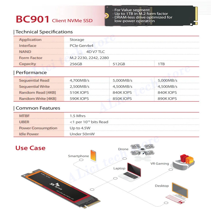 Original SSD  PC801/ BC901 512G 1T 256G 2280 PICE4.0 NVME notebook M.2 solid-state drive BC711