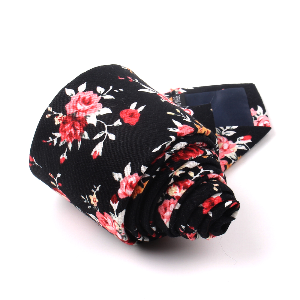 Nouveaux cravates en coton à fleurs décontractées et ensembles carrés de poche imprimé de fleurs cravate maigre pour hommes cravate de cou pour hommes cravates minces de 6 cm