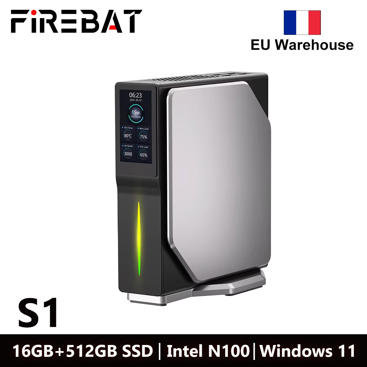 FIREBAT S1 Intel N100 CPU Mini PC Computer Gamer Gaming DDR4 16 GB RAM 512 GB SSD Windows 11 BT4.2 Dual HDMI Desktops Computer