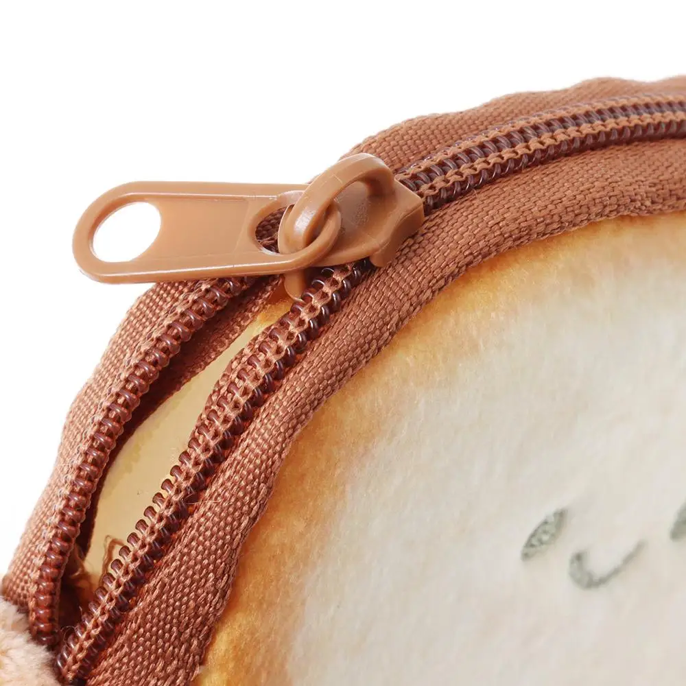 น่ารักการ์ตูน Toast เหรียญแบบพกพาน้ําหนักเบาเหรียญกระเป๋าขนมปังมินิกระเป๋าแต่งหน้าสาว
