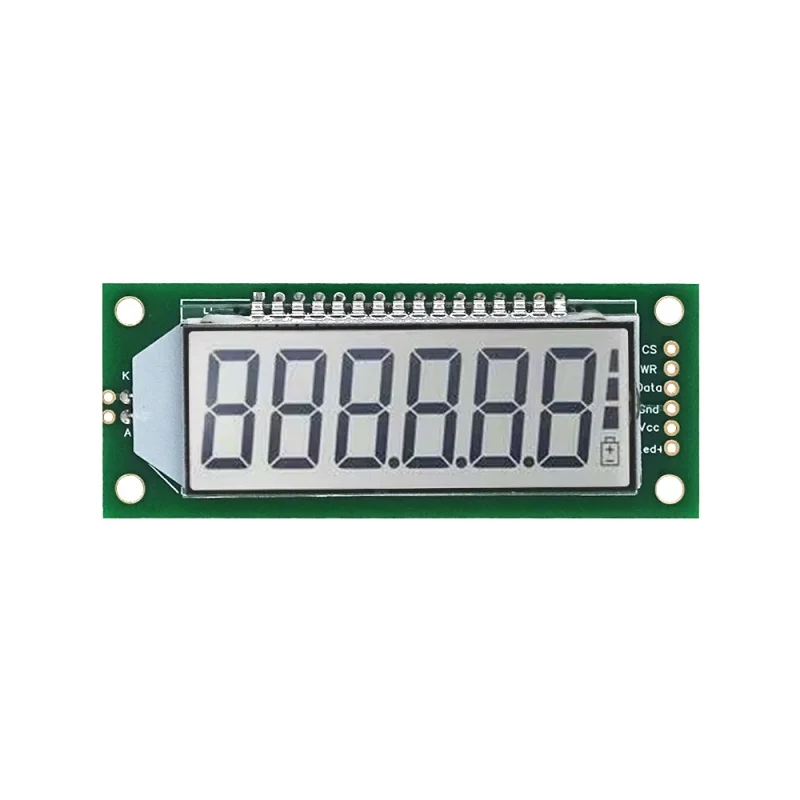 Módulo LCD de 2,4 pulgadas, 6 dígitos, 7 segmentos, HT1621, controlador LCD IC con punto Decimal, retroiluminación blanca, color verde