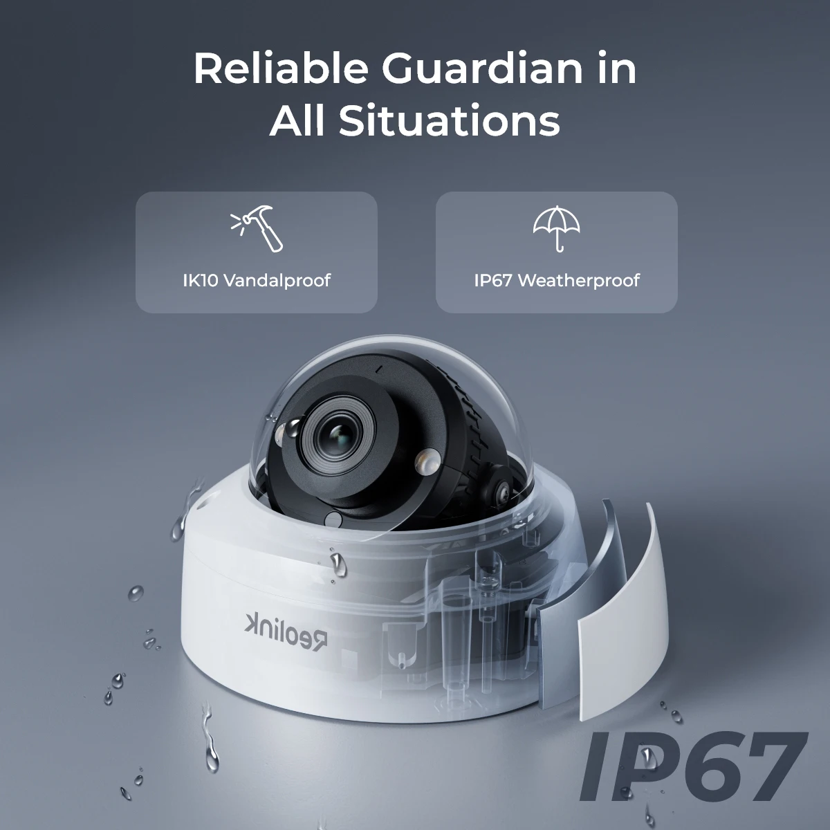 Reolink 5MP 8MP 12MP IK10 cámara de seguridad PoE a prueba de vandalismo lente de 2,8mm cámara IP domo de visión nocturna a Color IP67 resistente a la intemperie