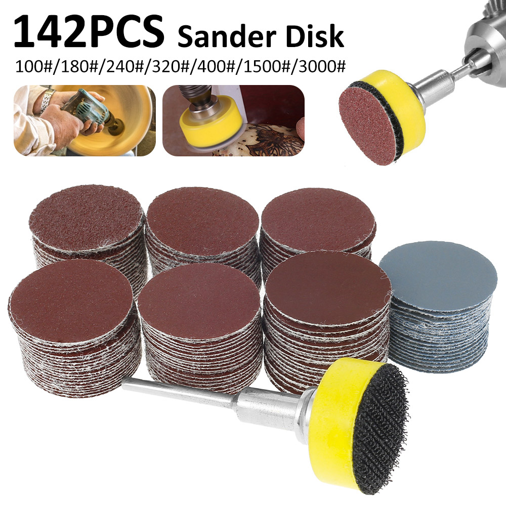 142 stücke 1 Zoll Schleif Scheiben Pads Set 100-3000 Grit Schleif Polieren Pad Kit Für Dreh Werkzeug Schleifpapiere zubehör Dropshipping