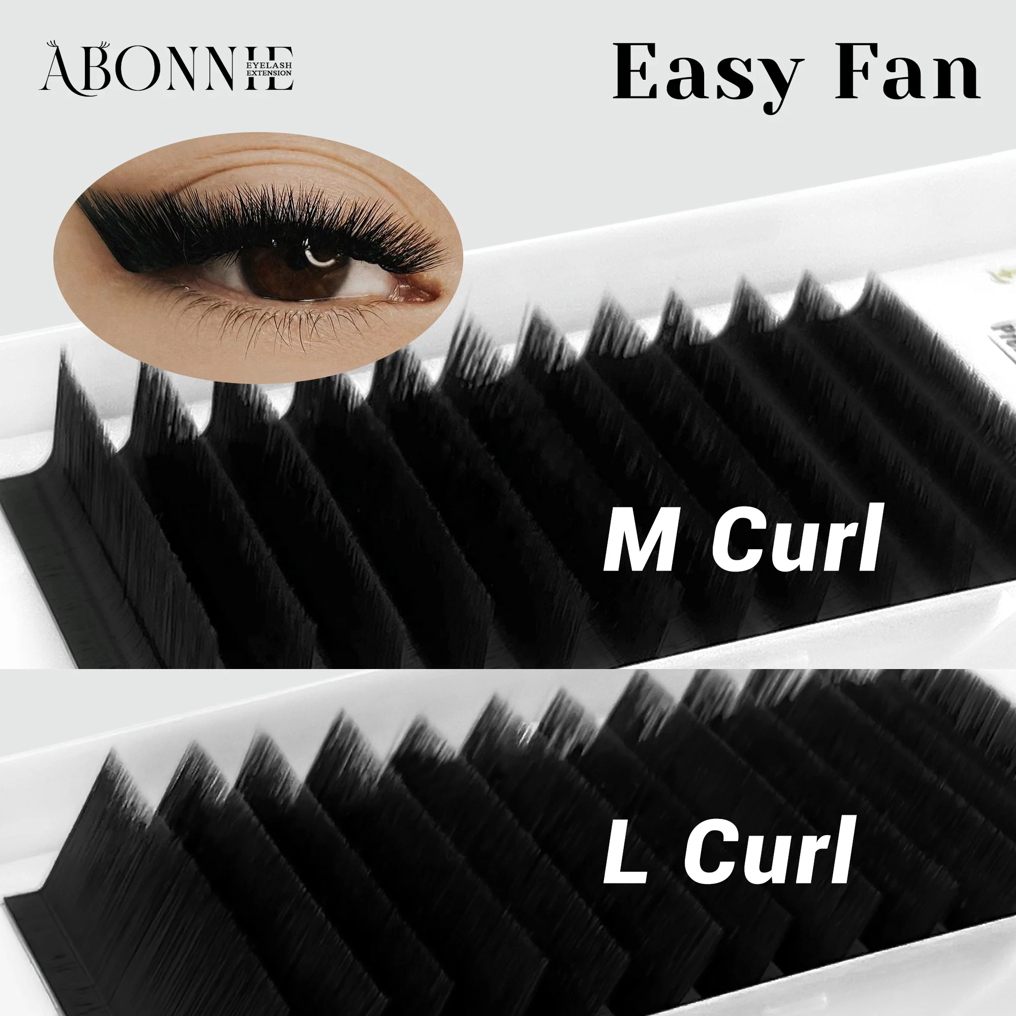 ABONNIE M L Curl Easy Fanning Auto Fans Extensión de pestañas Auto entrega Fabricación rápida floración Mega volumen pestañas