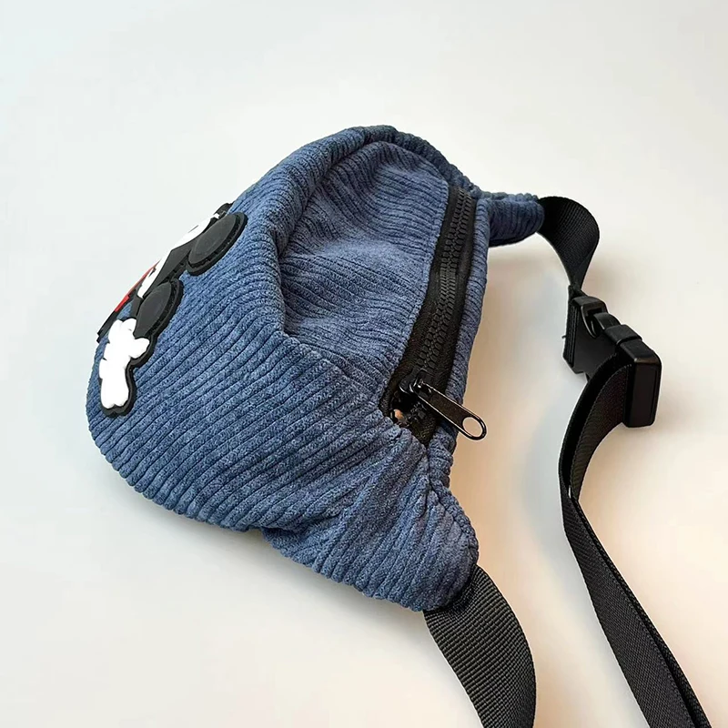 Cord-Brusttasche, 3D-Mickey-Mouse-gestickte Umhängetasche für Kinder, modische blaue Hüfttasche