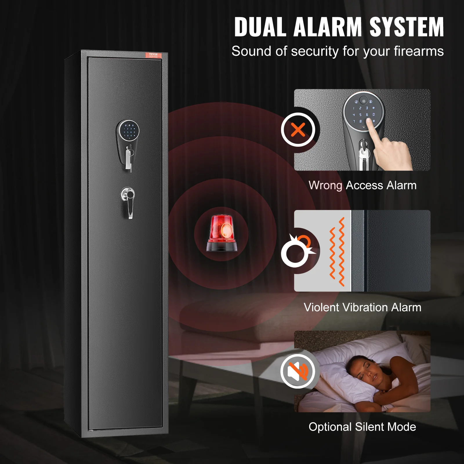 SucceBuy 3-8 Rifles Gun Safe w/ Digital Keypad & Lock Gun Storage Cabinet with Removable Storage Shelf for Home Long Gun Pistols