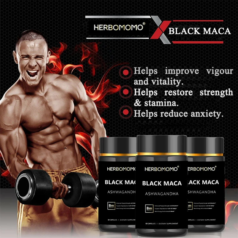 Maca Negra para Hombres - Suplemento de Maca para Salud, Energía y Resistencia, Masa Muscular