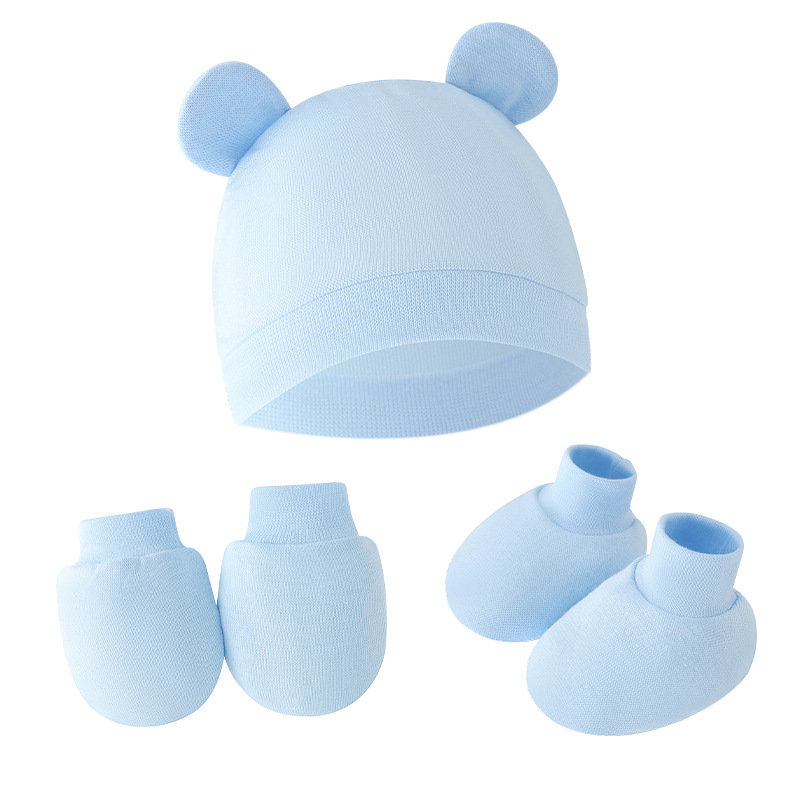 Bonito chapéu do bebê recém-nascido gorro luvas meias conjunto gorro chapéus forma de orelha presente recém-nascido fotografia adereços acessórios de moda infantil