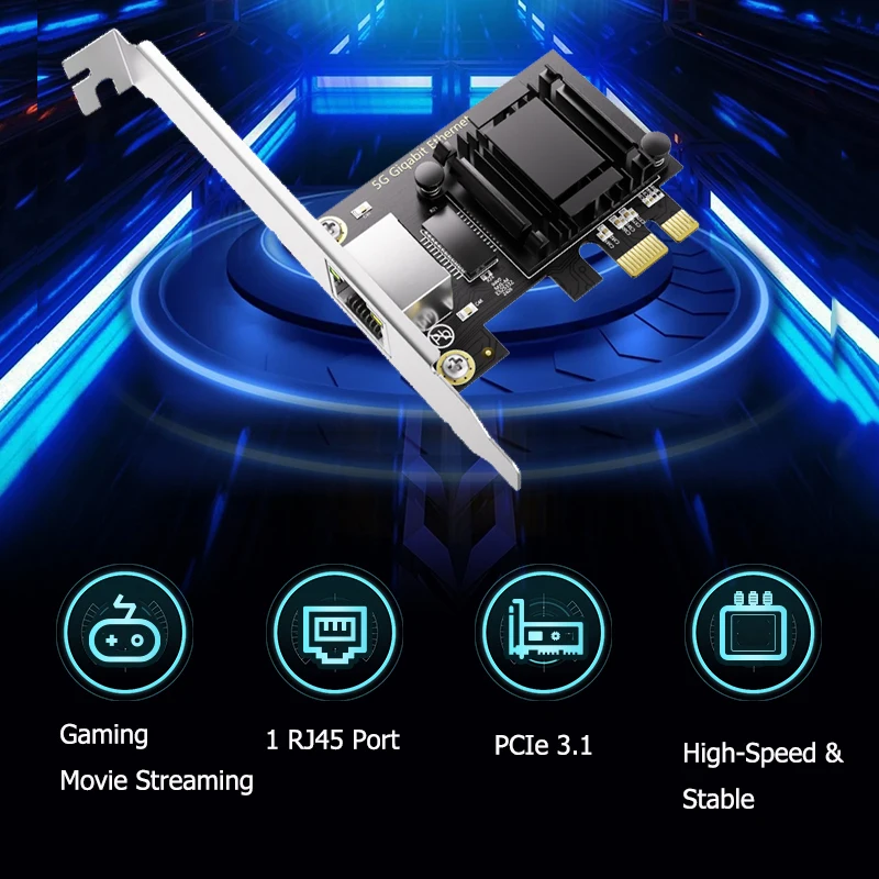 Сетевая карта 5G PCI-E к RJ45, чип RTL8126, гигабитный Ethernet, сетевая карта PCI Express, 10/100/2500/5000 Мбит/с, 1 Гбит/с/5 Гбит/с