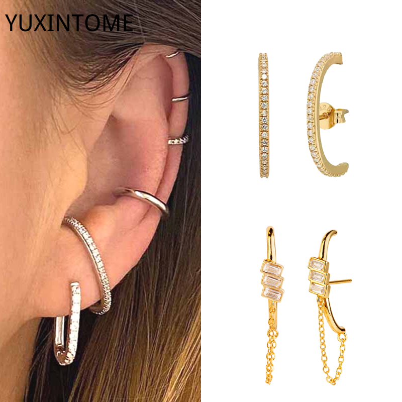 Минималистичные серьги-гвоздики из стерлингового серебра 925 пробы с иглами и кристаллами для женщин, серьги для пирсинга, вечерние роскошные ювелирные изделия, изысканные аксессуары