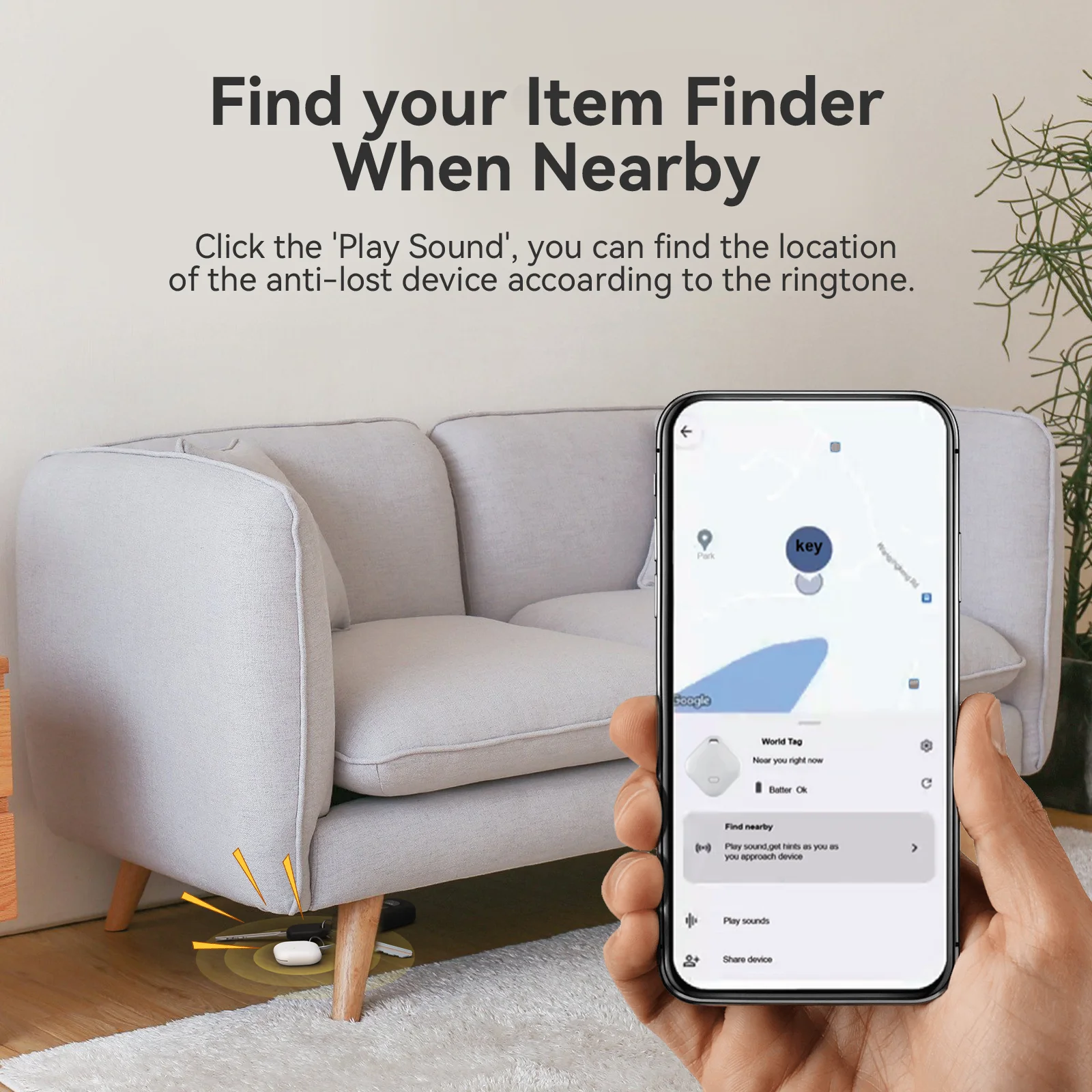 Смарт-трекер для устройства Android, приложение Google Find Hub, поиск ключей, трекер для кошелька/сумки, сертификат Google Bluetooth Finder